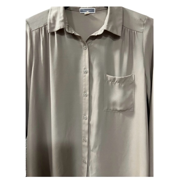 Pleione Tan Button Down Blouse Size M Women - Picture 3 of 8